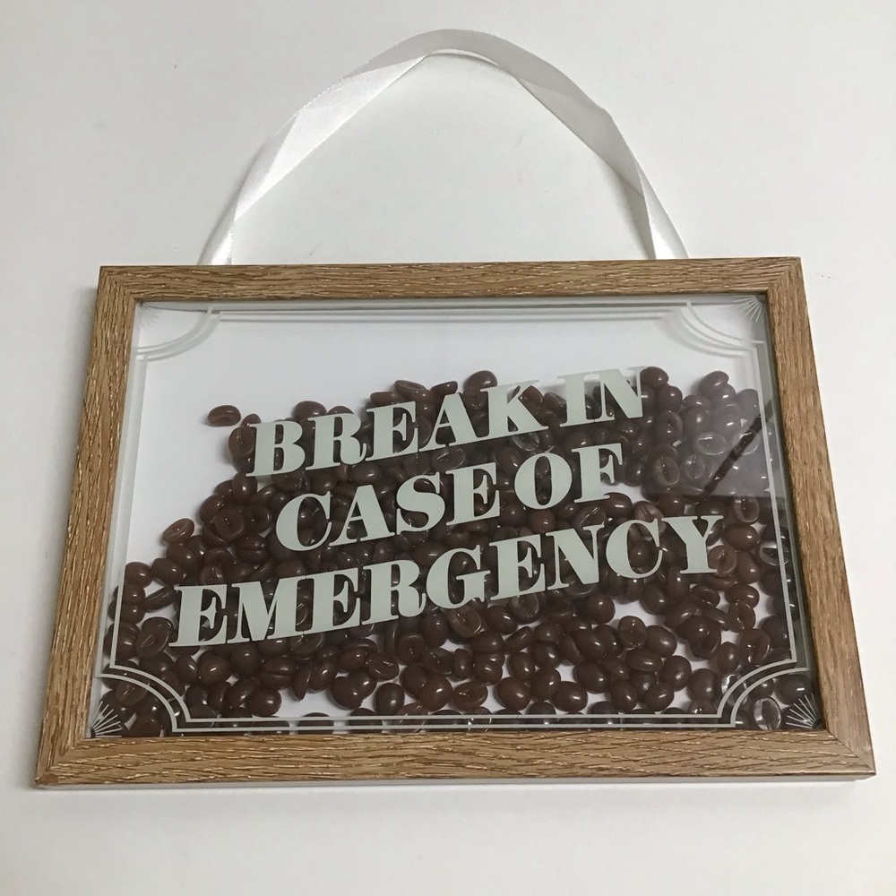 Coffee Shop Picture Bean Filled Wall Art Box Break In Case of Emergency Cafe 3D